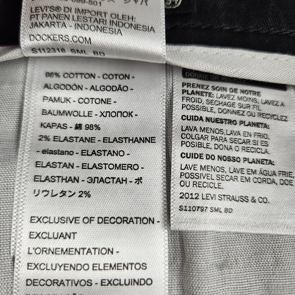 NWT‎ Dockers Blake Chino Black High Straight Pants Mens 34 Stretch Cotton